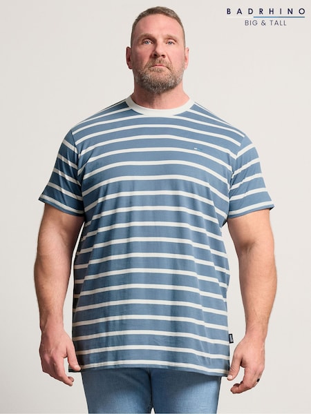 Blue - Long Badrhino Big & Tall Stripe T-shirt