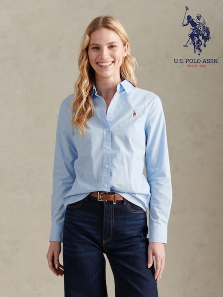 Көк - U.s. Polo Assn Classic Fit Poplin Shirt