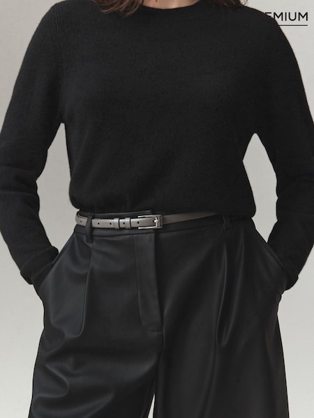 Gris - Cinturón fino de piel Made In Italy de N. Premium