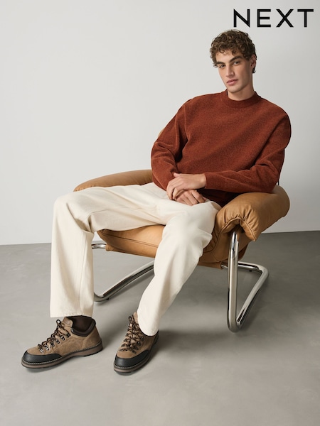 Rust Brown - Regular Chenille Crew Neck Jumper