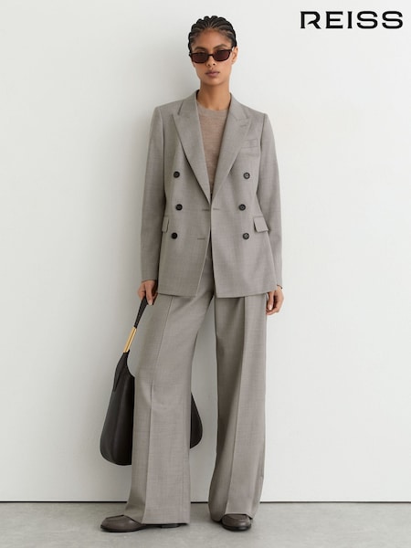 Light Grey - Reiss Darcy Wool-blend Double-breasted Blazer