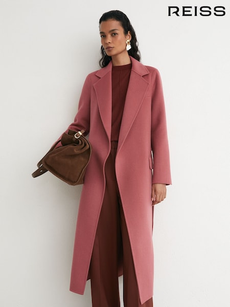 Վարդագույն - Reiss Marlowe Wool-blend Double-breasted Blind-seam Coat