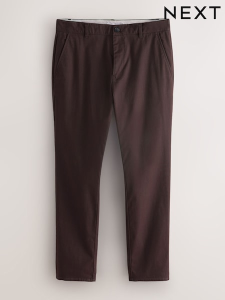 חום - Slim Fit Cotton Rich Stretch Chinos