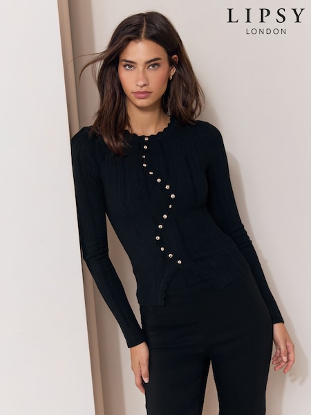 Black - Lipsy Long Sleeve Stud Detail Jumper