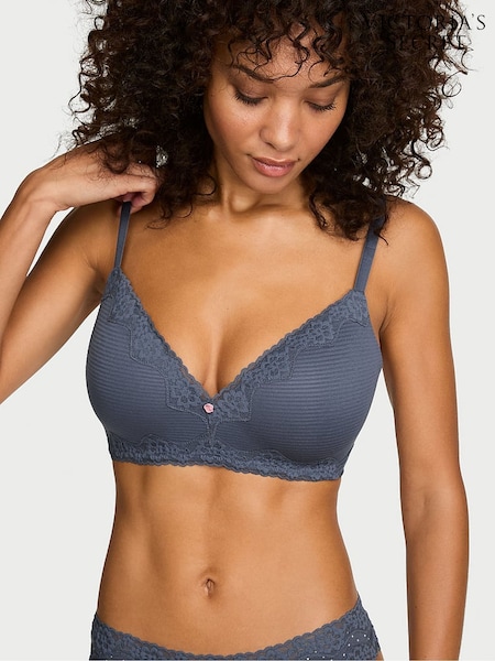 Bluestream - Victoria's Secret Cotton Stripe Lace Trim Bra