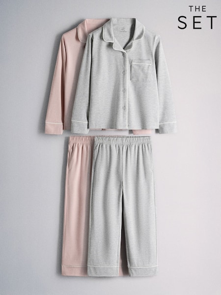 Rose/Gris - The Set 2 Pack Manches longues Viscose Mélange Jersey Pyjamas