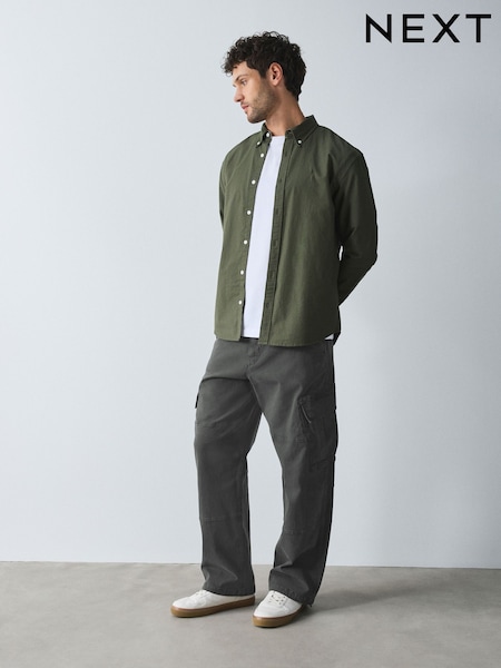 Grey - Baggy Fit Cargo Trousers