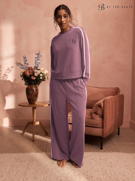 Mauve Pink - B By Ted Baker Side Stripe Lounge Wide Leg Trousers