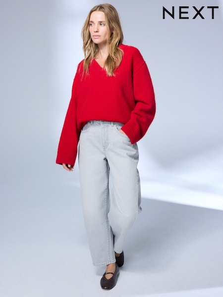 Grau - Jeans mit weitem Bein