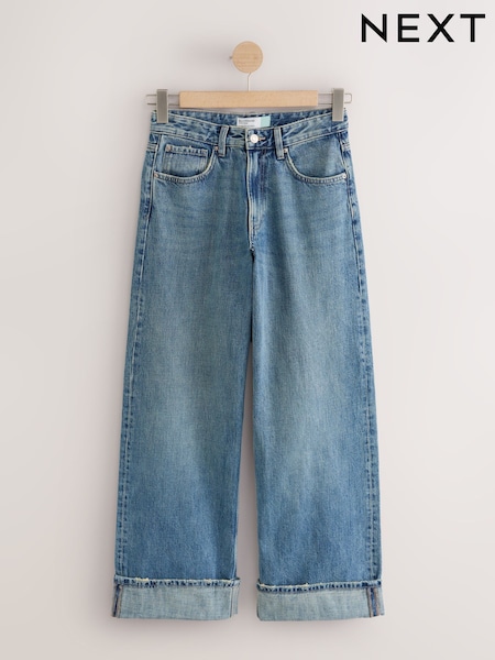 Mid Blue - Boyfriend Turnup Jeans