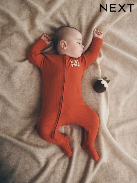 Red Little Pud - Two Way Zip Baby Christmas Sleepsuit (0mths-3yrs)