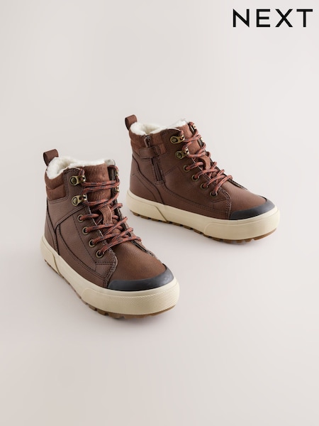 Chocolate Brown - Warm Lined Hi-top Boots