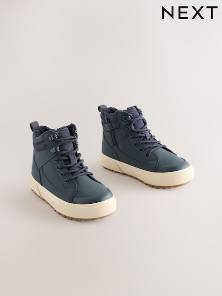 Navy - Warm Lined Hi-top Boots