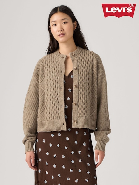 Brown - Levi's® Cable-knit Cotton Cardigan