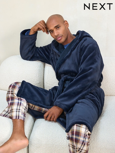 Navy Blue - Regular Fleece Dressing Gown