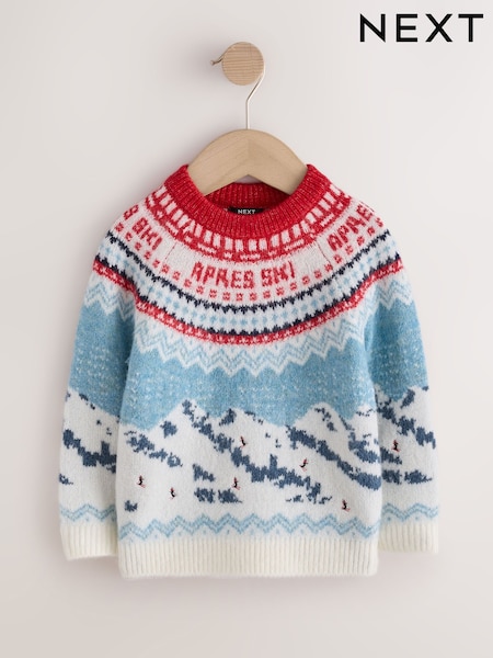 紅／藍色 - Christmas Knitted Crew Neck Polo Shirt (3mths-10yrs)