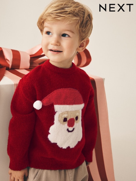 Red - Christmas Crew Neck Jumper (3mths-7yrs)