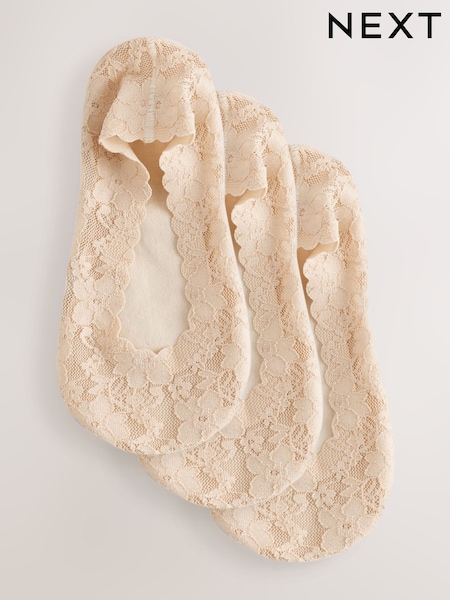 拿铁 - Lace Invisible Footsie Socks 3 Pack
