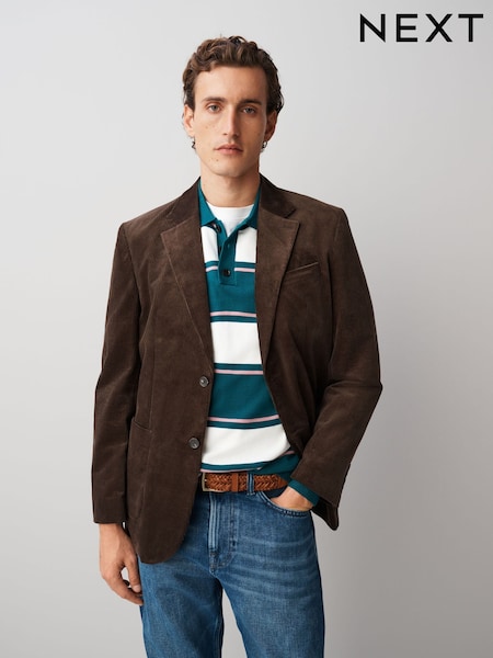 Schokoladenbraun - Blazer aus Cord in normaler Passform