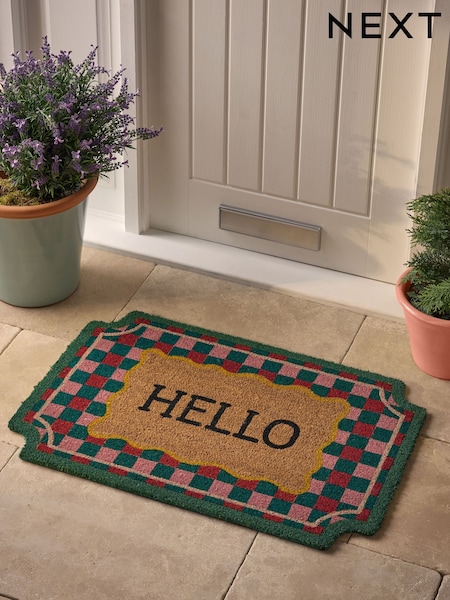 Border Hello Coir Doormat