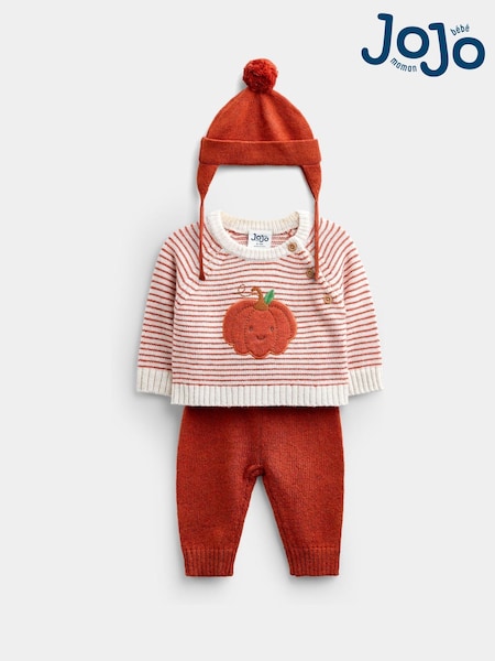 Rust Orange Pumpkin - Jojo Maman Bébé Little Pumpkin Knitted Set