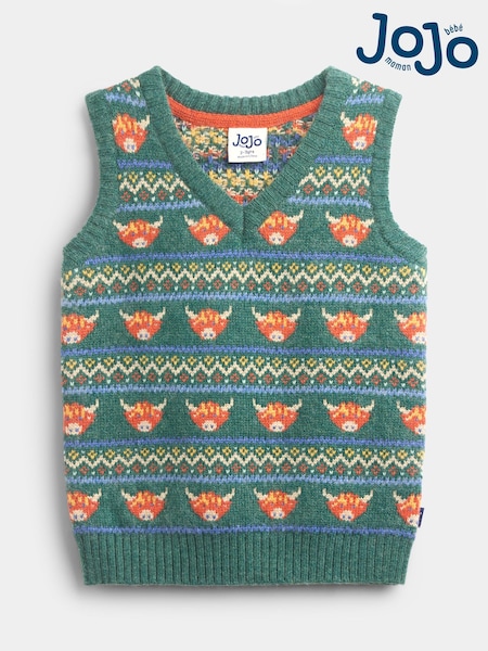 Khakigrønn høylandsku - Jojo Maman Bébé Fairisle Knitted Jumper