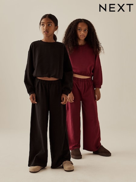 Noir/Baies - Long Sleeve And Wide Leg Top & Joggers Set 2 Pack (3-16yrs)