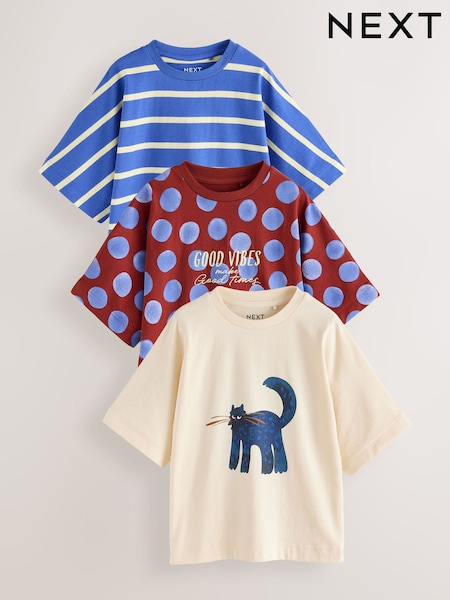 Blue Cat - Oversized Graphic T-shirts 3 Pack (3-16yrs)
