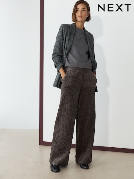 다크 그레이 - Soft Cord Wide Leg Trousers With Modal