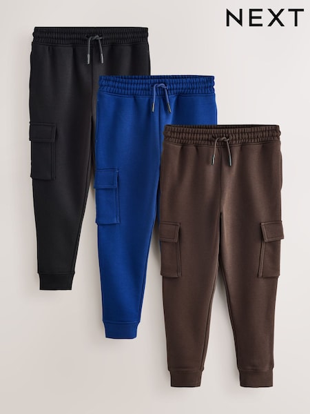 Itim/Asul/Kape - Slim Cargo Joggers 3 Pack (3-16yrs)