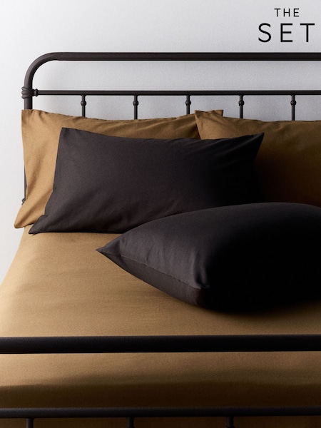 The Set 2 Pack Washed Cotton Fitted Sheet And Pillowcase Set