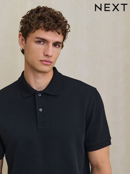 Black - Regular Smart Texture Regular Fit Polo Shirt