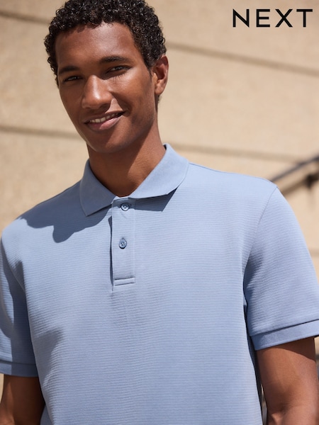 Albastru - Regular Smart Texture Regular Fit Polo Shirt
