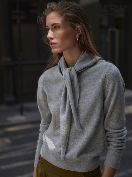 Grey - N.premium Cashmere Crew Neck Knit Jumper