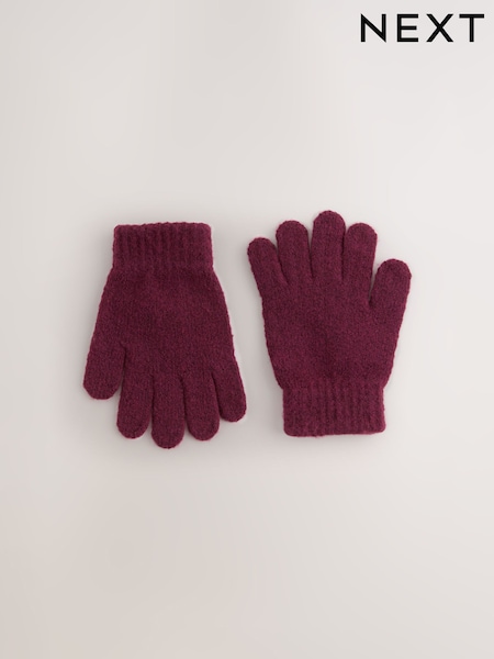 Rosa ciruela - Cosy Knitted Gloves (3-16yrs)