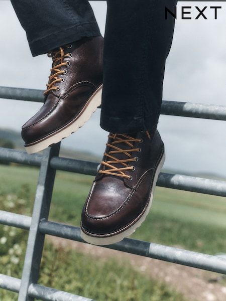 Red/Brown - Regular Leather Apron Boots