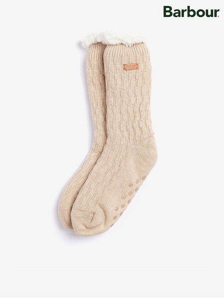 Beige - Barbour® Cable Knit Lounge Socks