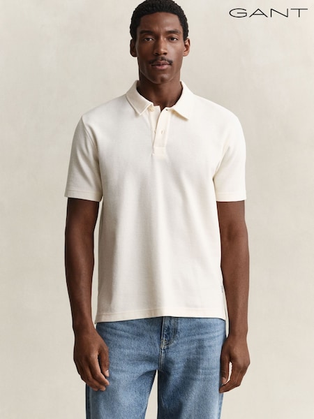크림 - Regular Gant Micro Texture Polo Shirt