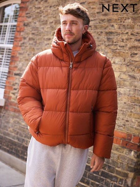 橘色 - Regular Shower Resistant Puffer Jacket