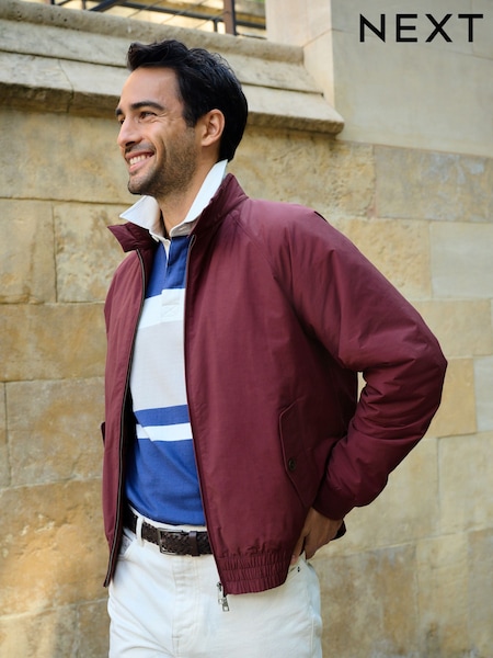 Burgundy Red - Regular Shower Resistant Padded Harrington Jacket
