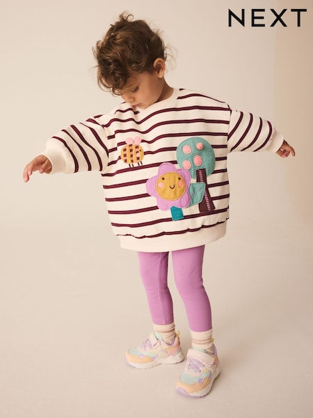 Bənövşəyi Zolaqlı Bağ - Sweatshirt And Legging Set (3mths-7yrs)