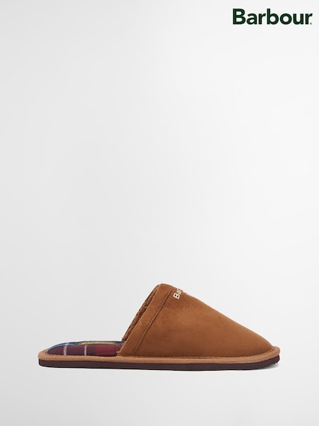 بني فاتح بني - Regular Barbour Everitt Tartan Mule Slippers