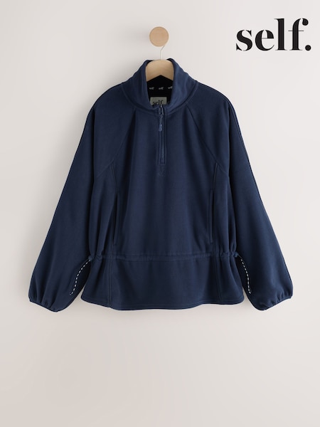 Navy - Self. Microfleece Half Zip Sweatshirt