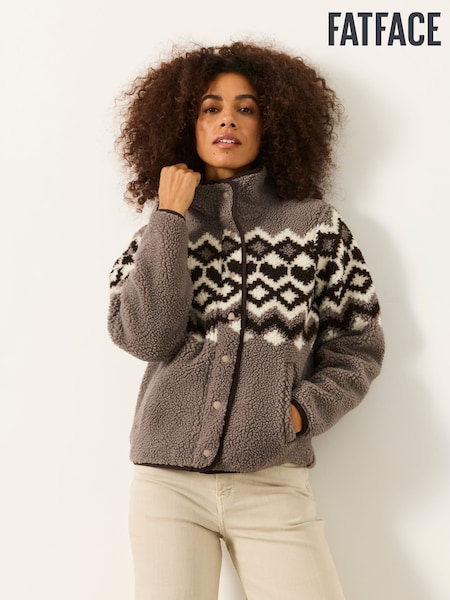 Natural - Fatface Bomber Zip Through Fleece