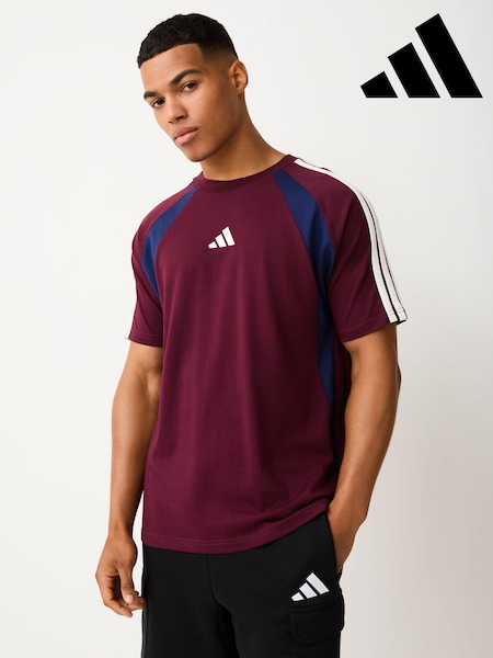 Burgundy - Regular Adidas Seasonal Essentials Colorblock T-shirt