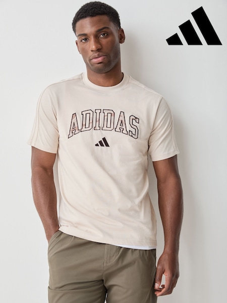 Beige - Regular Adidas Seasonal Essentials Camo T-shirt