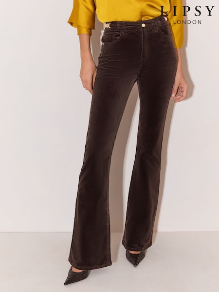 Schokoladenbraun - Lipsy High Waist Flare Jeans