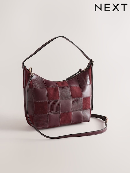 Burgunderrot - Suedette Studded Hand Held Bag