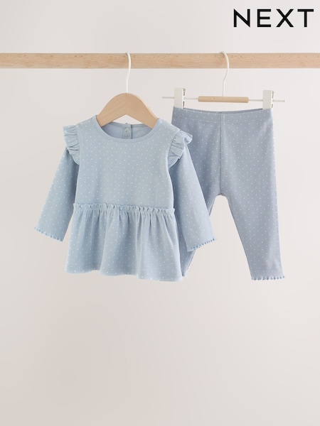 蓝色斑点 - Peplum Top And Leggings Baby Set (0mths-2yrs)