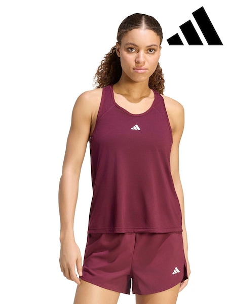 Maroon Red - Adidas Train Essentials Minimal Branding Racerback Tank Vest